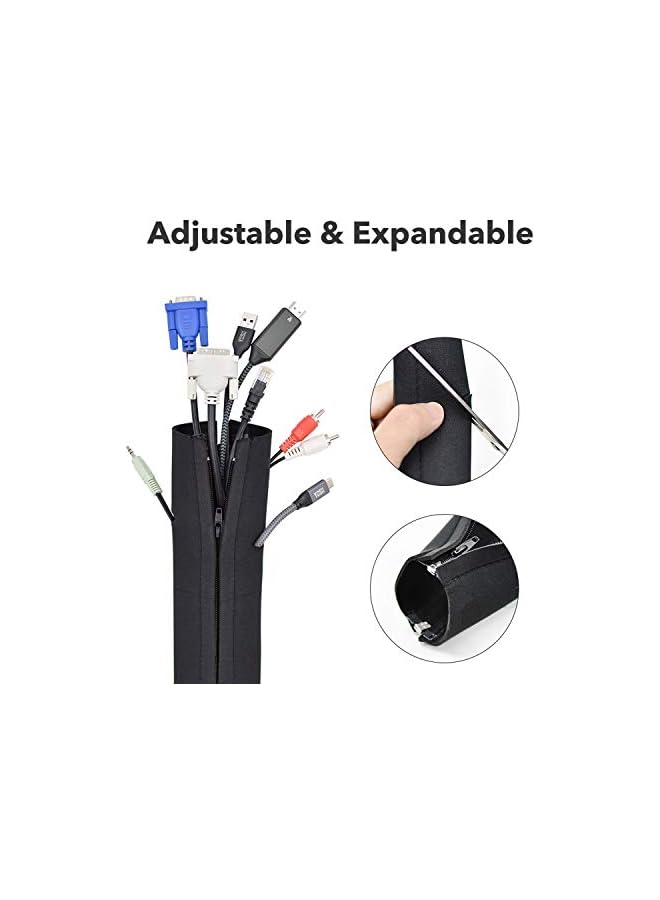 YOSH Cable Cover, Cable Sheath [Pack of 4, 48 cm] - Office Cable Tidy Box, Cable Cover, Flexible Cable Organizer for Electric TV Computer USB Audio Video Box etc. - Image 4