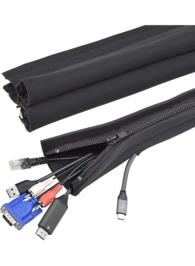 YOSH Cable Cover, Cable Sheath [Pack of 4, 48 cm] - Office Cable Tidy Box, Cable Cover, Flexible Cable Organizer for Electric TV Computer USB Audio Video Box etc. - Image 1
