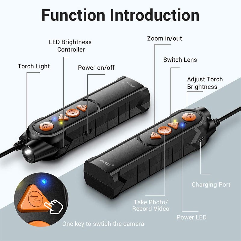 Nidage 0.197inch Dual Lens Wireless Endoscope Camera, NIDAGE 5.0mm Ultra-Slim Automotive Inspection Camera with 7 LEDs, 1080P Dual Lens Borescope Waterproof for Android & iOS Smartphone Tablet(5FT) - Image 4
