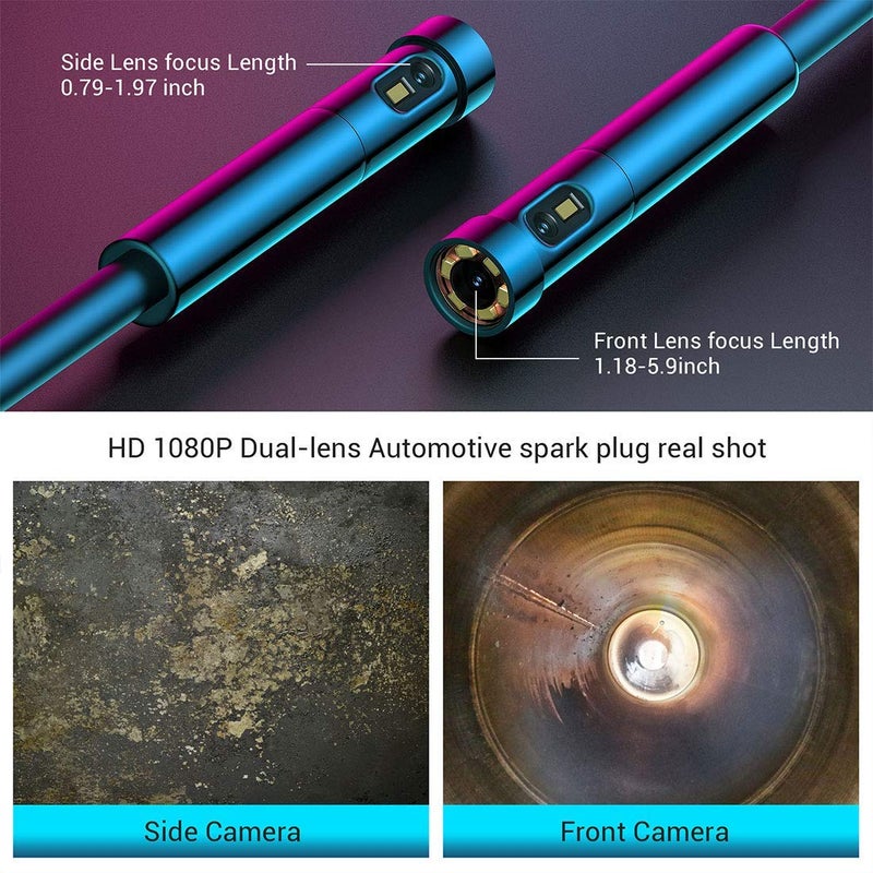 Nidage 0.197inch Dual Lens Wireless Endoscope Camera, NIDAGE 5.0mm Ultra-Slim Automotive Inspection Camera with 7 LEDs, 1080P Dual Lens Borescope Waterproof for Android & iOS Smartphone Tablet(5FT) - Image 2