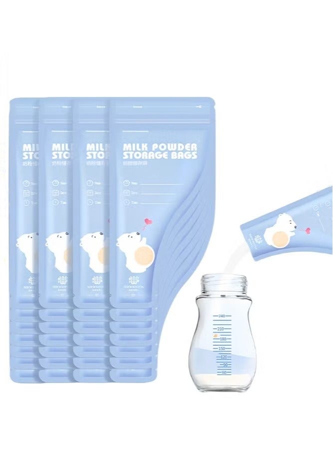 MIXDE 30 Pcs Milk Powder Storage Bags,Portable Baby Formula Storage Bag for Travel Holiday,Baby Disposable Milk Powder Pouches, Blue - Image 1