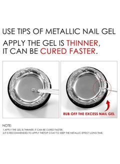 KYDA Silver Chrome Metallic Nail Polish Gel With Brushmetal Mirror Nails Effect Reflective Metal Painting Gel High Glossy Soak Off Uv/Led Diy Nail Art  - Image 2