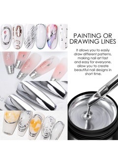 KYDA Silver Chrome Metallic Nail Polish Gel With Brushmetal Mirror Nails Effect Reflective Metal Painting Gel High Glossy Soak Off Uv/Led Diy Nail Art  - Image 5