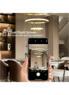 HUA QIANG WANG Modern LED Gold Chandelier 3 Ring LED Pendant Light Fixture Dimmable with Remote Control Adjustable Height Ceiling Chandelier for Living Room Dining Room Bedroom Foyer Stairway  - Image 5