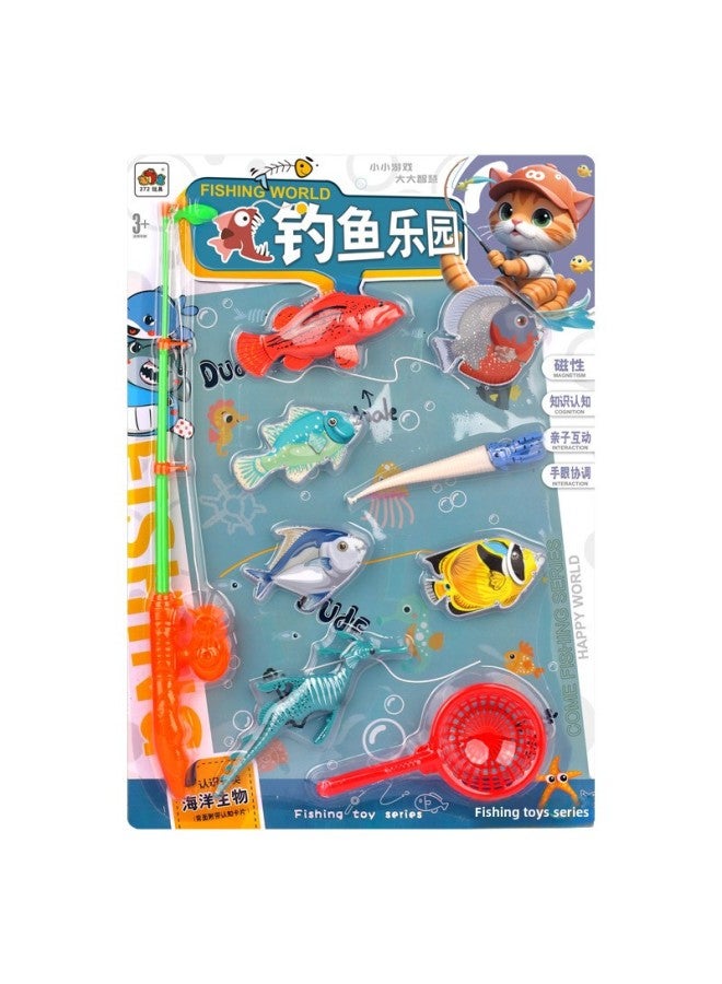 Summer Play House Water Toys 272-85 Parent-child Interaction Single Pole Magnetic Fishing Fish Game Board-Color:Default  - Image 1