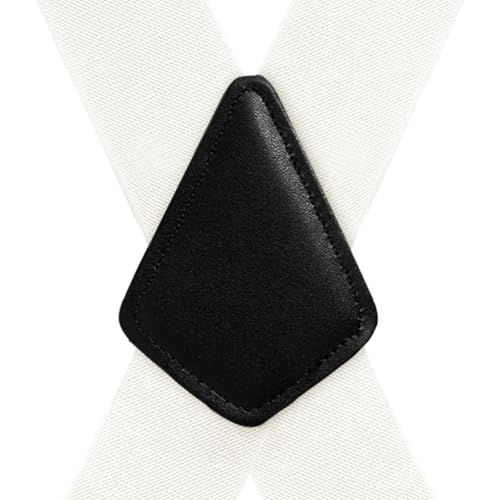 Fasker Mens Suspenders X-Back Wide Adjustable Solid Straight Heavy Duty Clip Suspenders for Men Women, 06 White(2 inch wide) - Image 2