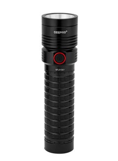 GEEPAS Geepas Rechargeable LED Flashlight With Type C Charging, Aircraft Aluminum Body, Power Reminder, 30 Hours Working Time, 1 Meter Impact Resistance , High, Medium, Low Switch Mode  - Image 1