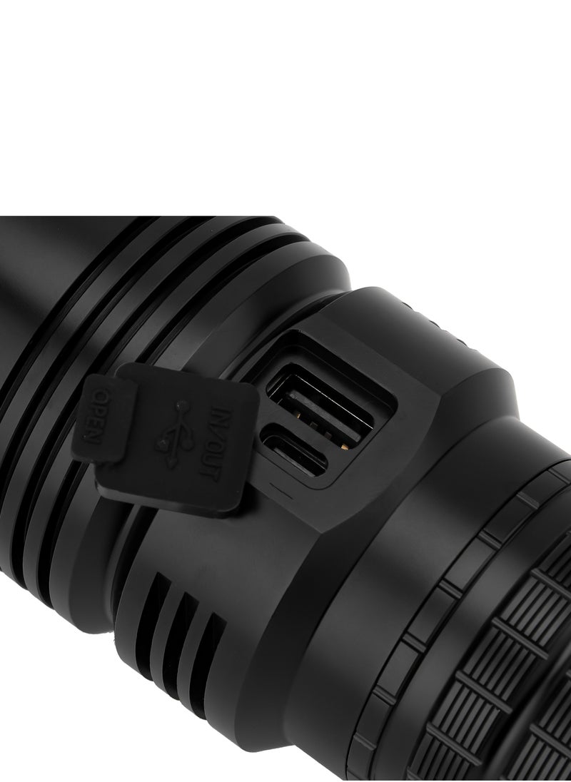 GEEPAS - Geepas Rechargeable LED Flashlight With Type C Charging, Aircraft Aluminum Body, Power Reminder, 30 Hours Working Time, 1 Meter Impact Resistance , High, Medium, Low Switch Mode - Image 1