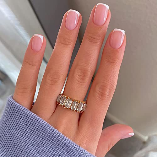 OCOUYVD 24Pcs French Tip Press on Nails Short Fake Nails Acrylic French Square Nails White Tip Pink Nail Stick on Nails Winter Full Cover Nail Tips Design Cute Nails for Women and Girls - Image 2