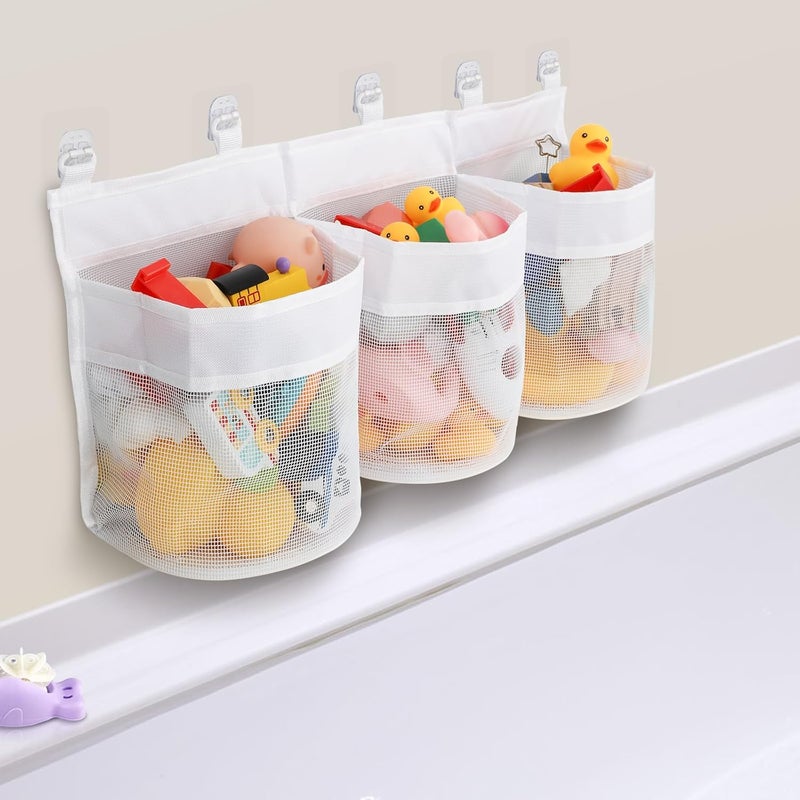 2-Pack Bath Toy Storage Bags - White Mesh Organizer - Image 1
