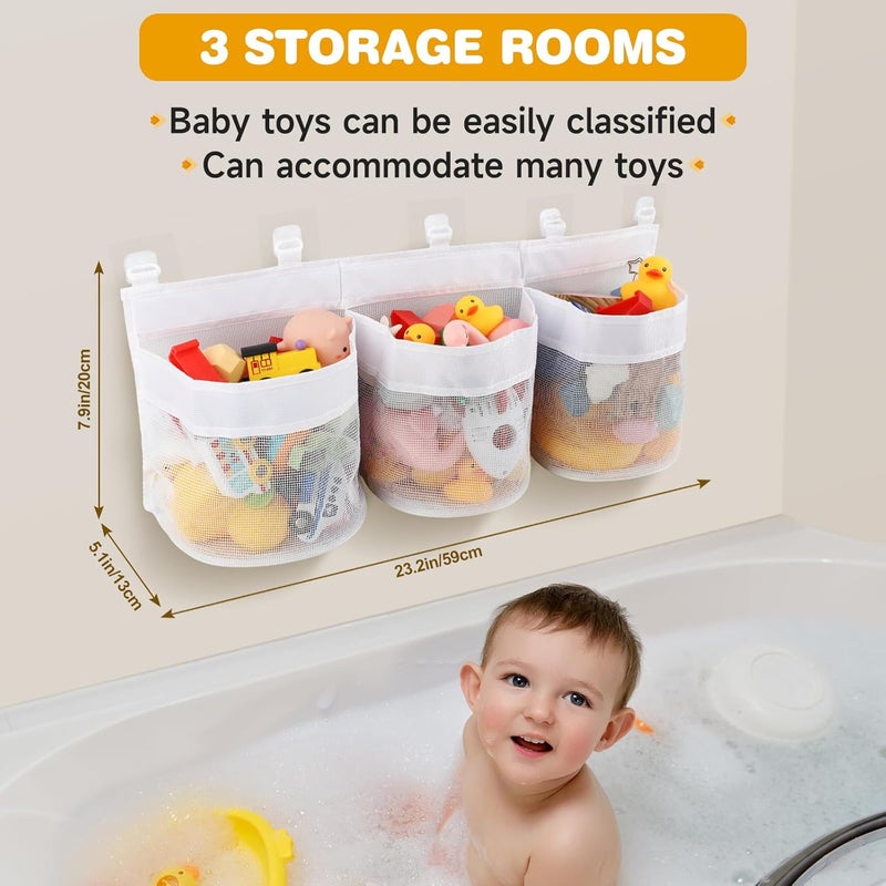 2-Pack Bath Toy Storage Bags - White Mesh Organizer - Image 2