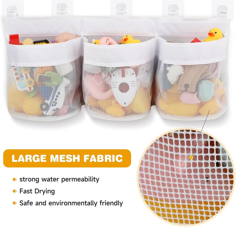 2-Pack Bath Toy Storage Bags - White Mesh Organizer - Image 4