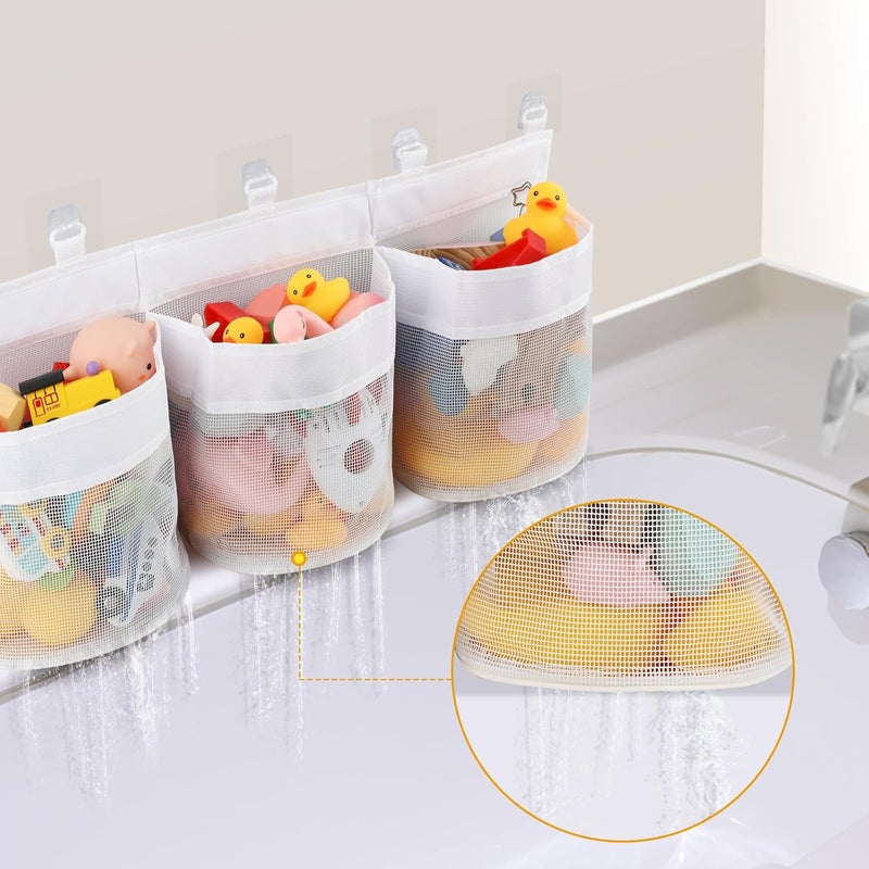 2-Pack Bath Toy Storage Bags - White Mesh Organizer - Image 3