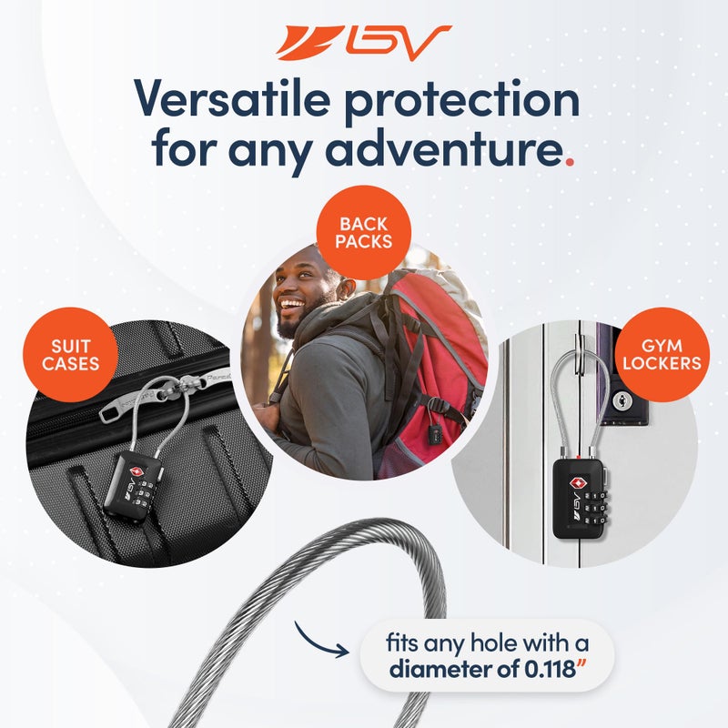 BV Black Combination Lock, TSA Approved, Resettable, 1000 Possibilities - Image 5