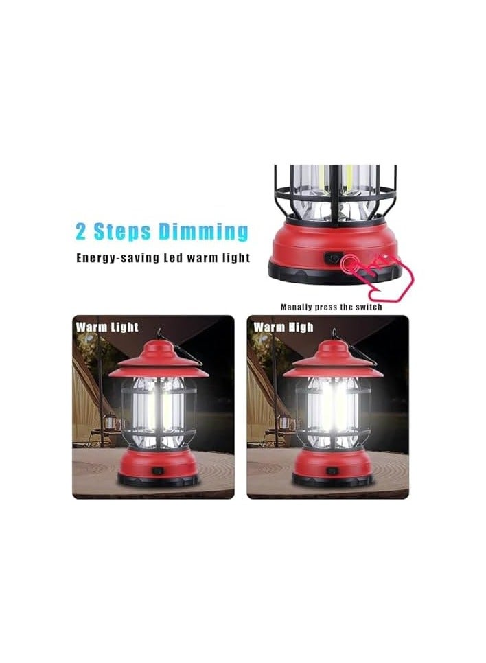 erorex Camping Lantern Battery Powered, Portable Outdoor Emergency Lamp, Hand & Hanging Waterproof Lantern Flashlight Cob Brightness Tent Light for Camping, Hiking, Fishing, Camping Gear Red  - Image 3