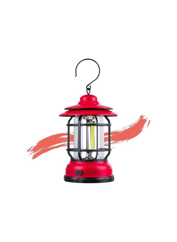 erorex Camping Lantern Battery Powered, Portable Outdoor Emergency Lamp, Hand & Hanging Waterproof Lantern Flashlight Cob Brightness Tent Light for Camping, Hiking, Fishing, Camping Gear Red  - Image 1