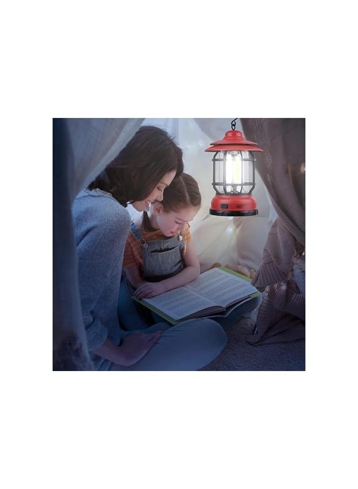 erorex Camping Lantern Battery Powered, Portable Outdoor Emergency Lamp, Hand & Hanging Waterproof Lantern Flashlight Cob Brightness Tent Light for Camping, Hiking, Fishing, Camping Gear Red  - Image 2