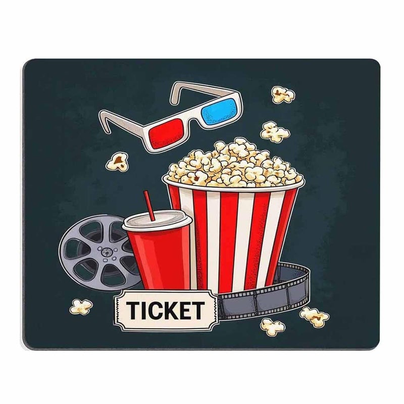 Mugod Cinema Mouse Pad Popcorn Beverages with Straw Ticket Film Strip 3D Color Glasses Mouse Mat Non-Slip Rubber Base Mousepad for Computer Laptop PC Gaming Working Office & Home 9.5x7.9 Inch - Image 5