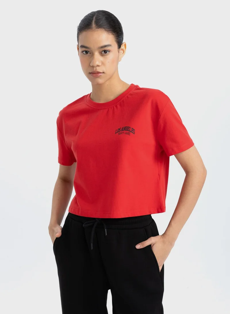 DeFacto Crop Top Crew Neck Short Sleeve T-Shirt