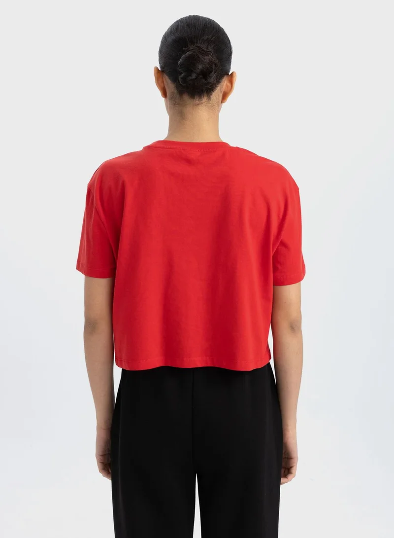 DeFacto Crop Top Crew Neck Short Sleeve T-Shirt