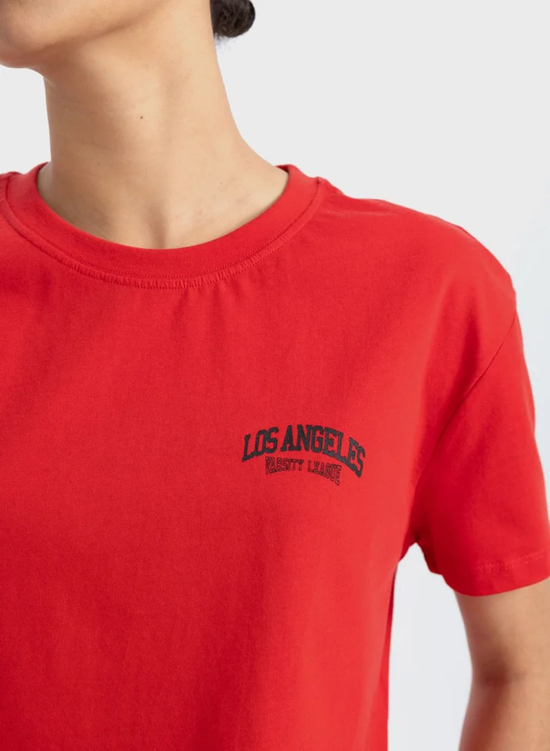 DeFacto Crop Top Crew Neck Short Sleeve T-Shirt