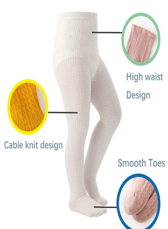 Marchare Baby Girls Tights Thick Cable Knit Solid Seamless Leggings Winter Warm Stockings For Toddler Girls Navy 2 Pack 6-8 Years - Image 3