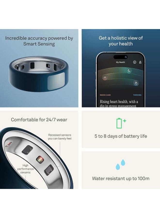 أورا 17.5 mAh Oura Ring 4 - Ceramic Midnight - Size 10 - Smart Ring | – Measure with Oura Ring 4 Size Kit | Sleep, Heart Rate and Fitness Tracking Wearable | 8-Day Battery, iOS/Android Compatible Midnight - Image 5