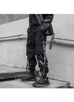 Trendy Brand Cargo Pants with Ankle Straps for Men Ring six with black (twill)