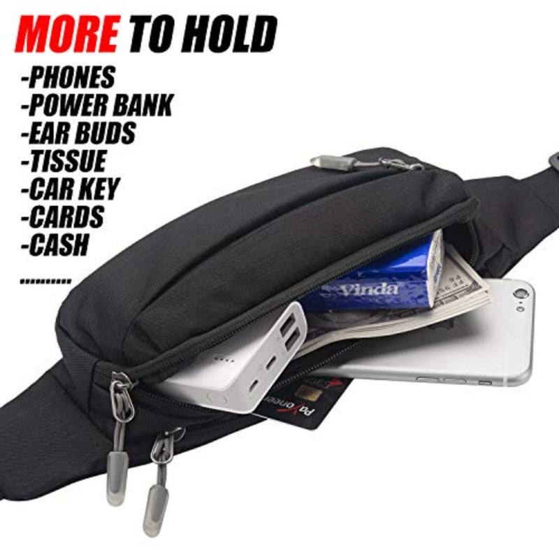 Fanny Pack Waist Packs with Extender for Men or Women, Medium Size Waist Pouch Bag Hip Pack with 3-Zipper Pockets Adjustable Straps for Casual Travel Hiking Jogging Outdoor Sports - Image 5