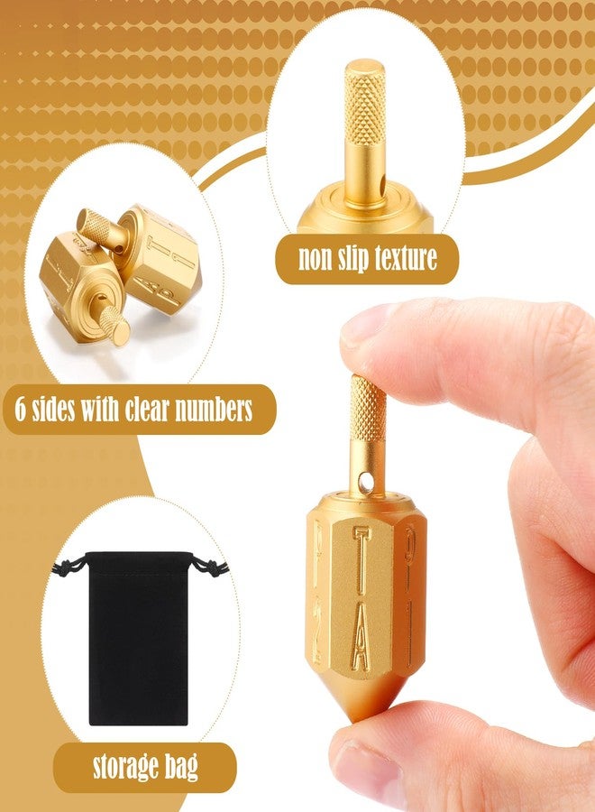 Silipull 4 Pirinola Toma Todo Set Cinco De Mayo Put and Take Spinner Top Traditional Mexican Game with Bags 6 Sided Aluminum Alloy Rotary Top Dice Ante Up Game for Mexican Fiesta Desktop Dice - Image 3