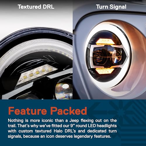ONLINE LED STORE TRUE MODS 9 Inch Round LED Headlights Replacement for 2018-2025 Jeep Wrangler JL JLU Unlimited Gladiator JT Accessories [DOT Approved] [DUAL HALO DRL] Sealed Beam Front Head Light Lamp Bulb - Image 3