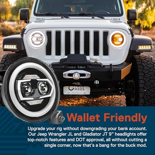 ONLINE LED STORE TRUE MODS 9 Inch Round LED Headlights Replacement for 2018-2025 Jeep Wrangler JL JLU Unlimited Gladiator JT Accessories [DOT Approved] [DUAL HALO DRL] Sealed Beam Front Head Light Lamp Bulb - Image 5