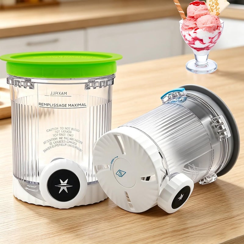 لنينجا سويرل من كريمي - أكواب وأغطية - عبوة من 4 قطع، حاويات بديلة أكواب pints متوافقة مع سلسلة NC700 NC701 من صانعات الآيس كريم والسوفت سيرف نينجا سويرل، خالية من BPA وآمنة للغسيل في غسالة الأطباق - Image 3