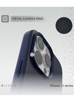 LEVELO iPhone 16 Pro MagSafe Case Iris Pro Liquide Silicone Cover/ Built-in Kick Stand/ Metal Camera Ring / Hybrid Construction/ Impact Resistant Corners - Blue  - Image 3