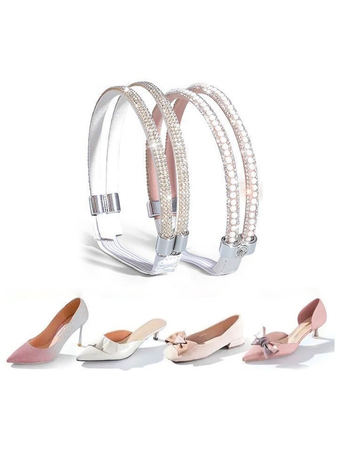 2 pairs Elastic High Heels Shoe Straps High Heel Anti-Loose Band Elastic Rhinestone Laces - Image 2