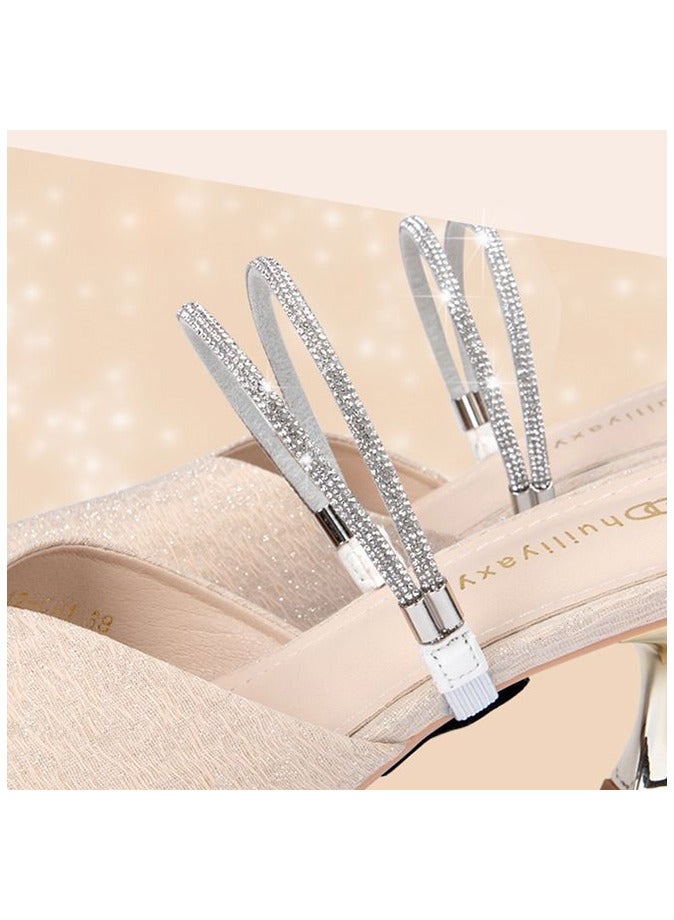 2 pairs Elastic High Heels Shoe Straps High Heel Anti-Loose Band Elastic Rhinestone Laces - Image 4