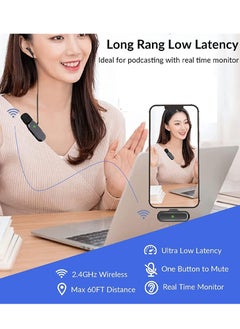 Mi techo Dual Wireless Microphone for Android Type C-Lavalier Lapel Mics for Vlog Mike Clip On Wireless Phone Microphone for Video Recording Interview Include Lighting OTG Connector  - Image 5
