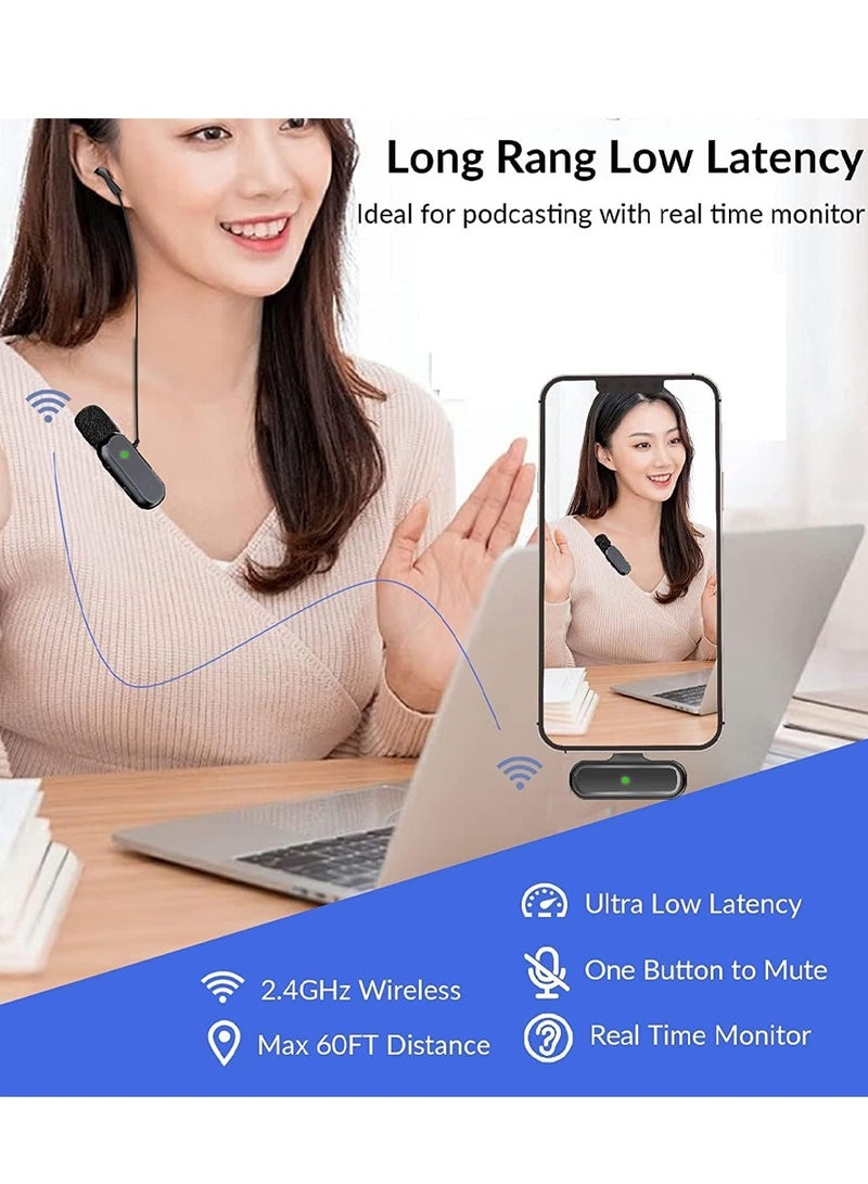 Mi techo Dual Wireless Microphone for Android Type C-Lavalier Lapel Mics for Vlog Mike Clip On Wireless Phone Microphone for Video Recording Interview Include Lighting OTG Connector - Image 5