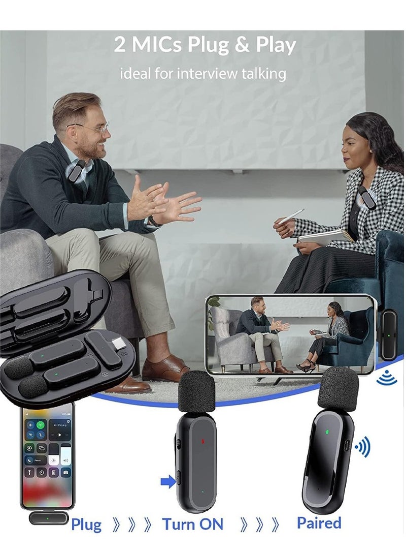 Mi techo Dual Wireless Microphone for Android Type C-Lavalier Lapel Mics for Vlog Mike Clip On Wireless Phone Microphone for Video Recording Interview Include Lighting OTG Connector - Image 4