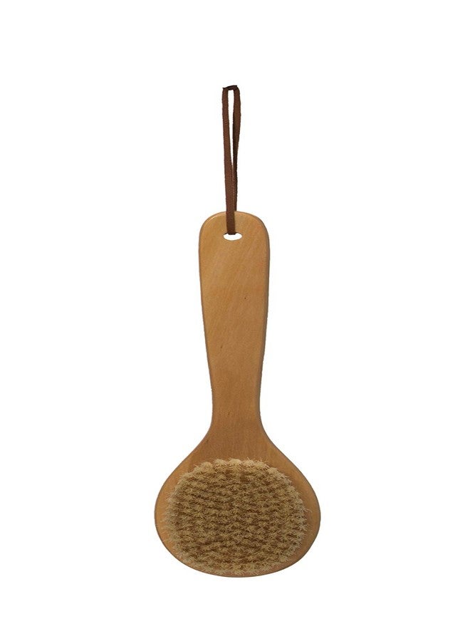 Creative Co-Op Wood Bath Leather Tie Brush, Brown - Image 1