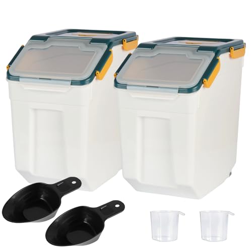 Saim Flour Storage Container Bin 25lbs (2 Pack), BPA Free Rice & Food Dispenser with Lid, Measuring Cup & Scoop - Kitchen Pantry Organizer for Grain, Cereal, Dog Food, Baking Supplies - Dark Blue - Image 1
