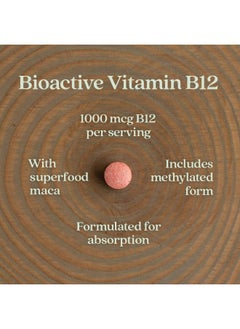 New Chapter Vitamin B12, Fermented Vitamin B12 1,000 Mcg, Organic, One Daily With Whole-Food Herbs + Adaptogenic Maca For Natural Energy + Healthy Blood Cells, 100% Vegan, Gluten-Free - 60 Count  - Image 3