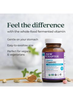 New Chapter Vitamin B12, Fermented Vitamin B12 1,000 Mcg, Organic, One Daily With Whole-Food Herbs + Adaptogenic Maca For Natural Energy + Healthy Blood Cells, 100% Vegan, Gluten-Free - 60 Count  - Image 4