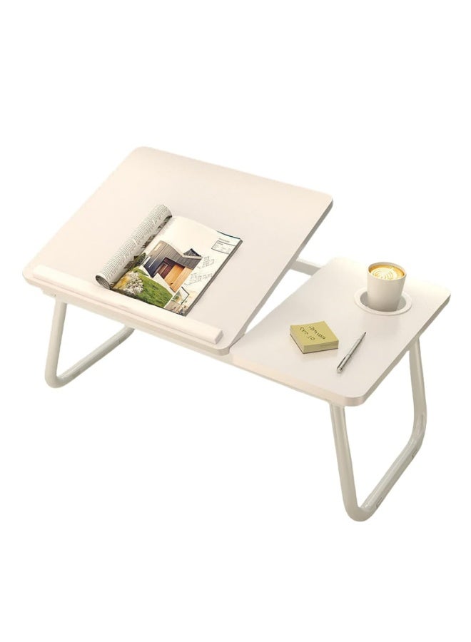 MostNow Foldable Laptop Desk, Bed Desk, Adjustable Height Tilt Lap Desk, Non-slip Table for Computer and Writing, PC Tray Table with Cup Holder for Sofa. (White) - Image 1