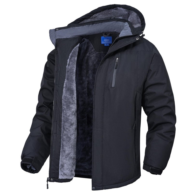 Rapoo Winter Coats for Men Winter Jackets for Men Rain Waterproof Windbreaker Jackets Coats Fleece Warm Snowboard Ski Snow Jacket Coats for Men Black XL - Image 1