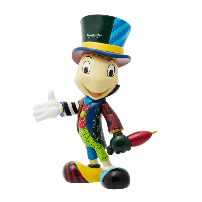 Enesco Disney BRITTO Pinnochio Jiminy Cricket Posing with Umbrella Figurine, 8 Inch, Multicolor - Image 1