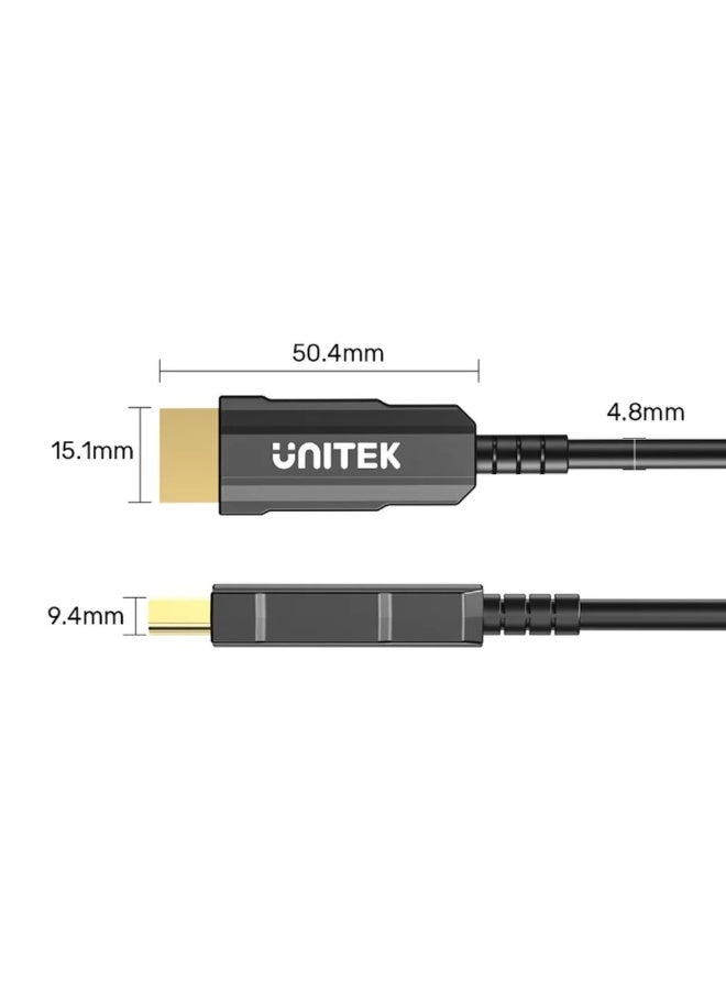 Unitek 25 Meters 4K HDMI Fiber Optic Cable – High-Speed HDMI 2.0 Cable Supports 4K@60Hz Ultra HD Resolution, HDR, 18Gbps Bandwidth, Audio Return Channel, HDCP 2.2, and 3D – Black - Image 3