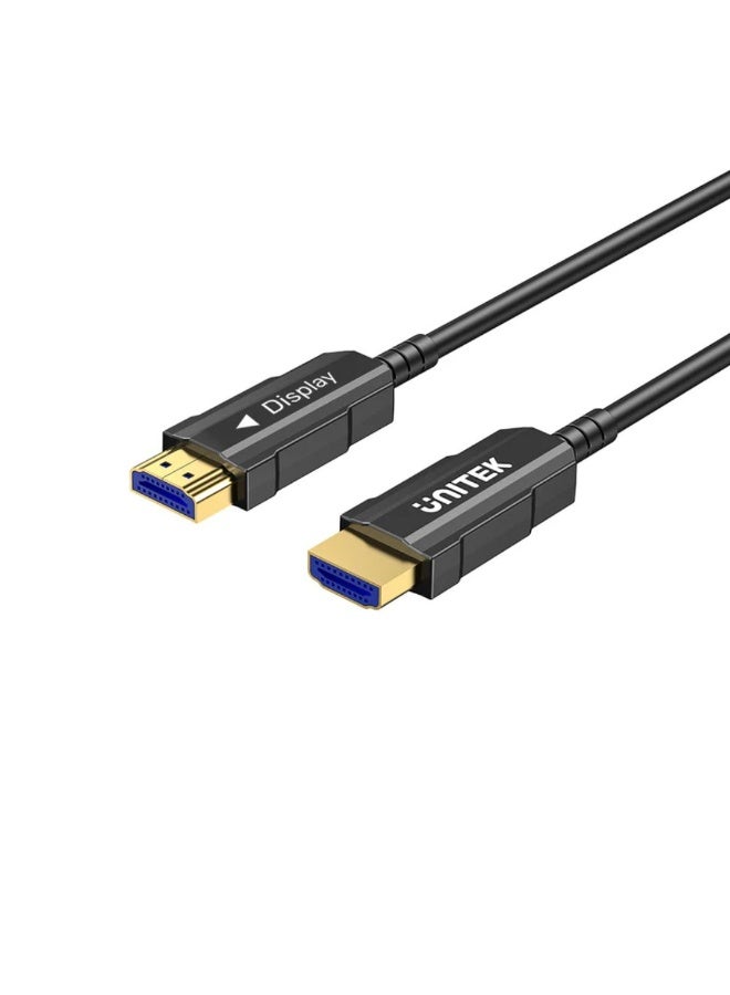 Unitek 25 Meters 4K HDMI Fiber Optic Cable – High-Speed HDMI 2.0 Cable Supports 4K@60Hz Ultra HD Resolution, HDR, 18Gbps Bandwidth, Audio Return Channel, HDCP 2.2, and 3D – Black - Image 1