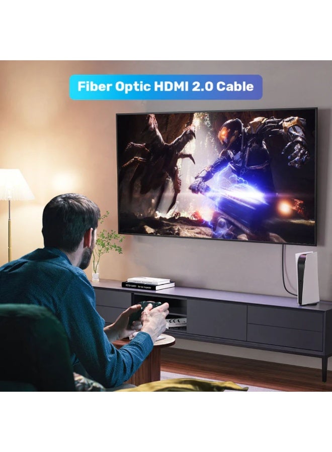 Unitek 25 Meters 4K HDMI Fiber Optic Cable – High-Speed HDMI 2.0 Cable Supports 4K@60Hz Ultra HD Resolution, HDR, 18Gbps Bandwidth, Audio Return Channel, HDCP 2.2, and 3D – Black - Image 5