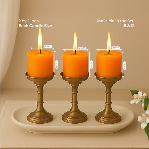 Floryn Decor Paraffin Wax Dripless Smokeless Odourless Pillar Candles, Burning Time- 30 Hours, Set of 12, Size- 2 by 2 inches | Scent- Jasmine - Image 4
